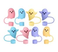 Cubierta para pajita fantasma - 10 mm de silicona para pajitas de agua, 8 unidades de accesorios para pajita de Halloween, a prueba de polvo, perfectos para fiestas infantiles y celebraciones