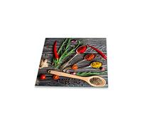 Cubierta para placa de vitrocerámica, tabla de cortar, 1 pieza, 60 x 52 cm, especias, multicolor, protección contra salpicaduras, placa de cristal, cubierta de vitrocerámica, protección de