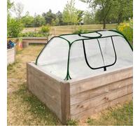 Cubierta para plantas de jardín con puerta enrollable con cremallera y estacas de suelo hecha de material de polietileno resistente a la intemperie