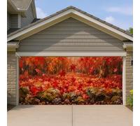 Cubierta para puerta de cochera con hojas de arce, paisaje otoñal de otoño, follaje, otoño, rojo, telón de fondo para puerta de garaje, decoración del hogar, jardín, patio, exterior, interior, fiesta