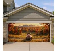 Cubierta para puerta de cochera de automóvil, paisaje, rústico, montañas, árboles, otoño, naranja, decoración del hogar, patio, exterior, interior, fiesta, telón de fondo, 157 x 71 pulgadas
