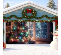 Cubierta para puerta de garaje para árbol de Navidad, decoraciones navideñas de invierno en el país de las maravillas, 7 x 8 pies, decoración de fiesta de Navidad para interiores y exteriores, 157 x