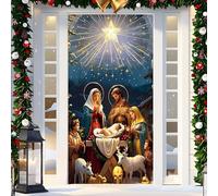 Cubierta para Puerta De Navidad | Belen Religioso De Tela para Decoracion del Hogar | Decoración De Puerta Navideña - para Jesus En Oficinas Hogar Escuela Porche Tienda