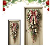 Cubierta para puerta de Navidad - Campana grande dorada de tela | Pancarta de fondo de fiesta, cartel para interiores y exteriores, para casa, fiesta, granja, Año Nuevo y viento