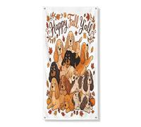 Cubierta para puerta exterior de perro Cocker Spaniel de otoño, 36 x 72 pulgadas, diseño de cachorro apilado de otoño, casa extraña, pancarta de puerta delantera, decoración de salida de entrada, hoja