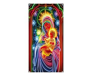 Cubierta Para Puerta Navideña, Diseño Fluorescente De Escena De Jesús, 90x180x0,5 Cm, Telón De Fondo De Entrada Festivo, Cubiertas Para Puertas Navideñas De Natividad, Llamativo En El Vecindario, Para