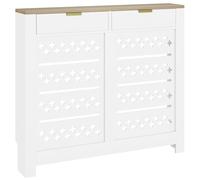 Cubierta para radiador HOMCOM con 2 cajones abatibles, cubierta moderna para calefactor de MDF con diseño en cruz y estante superior para salón, dormitorio, pasillo, 108 cm de ancho x 19 cm de