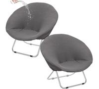 Cubierta para Silla Saucer Impermeable, Funda Elástica para Silla Luna, Se Ajusta A Redonda De 70-80cm Plato, Decoración Elegante para Sala Y Jardín(Light Gray,Set of 2)