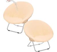 Cubierta para Silla Saucer Impermeable, Funda Elástica para Silla Luna, Se Ajusta A Redonda De 70-80cm Plato, Decoración Elegante para Sala Y Jardín(Beige,Set of 2)