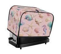 Cubierta para tostadora con diseño de caballito de mar con diseño de conchas marinas y estrellas de mar, color rosa, cubierta antipolvo para máquina de pan, pequeño electrodoméstico de cocina