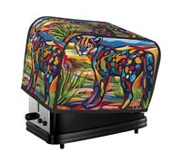 Cubierta para tostadora con diseño de mosaico de cristal de un gato grande, 2 rebanadas, cubierta para electrodomésticos pequeños con bolsillos, protección contra el polvo y las huellas dactilares