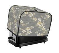 Cubierta para tostadora con diseño de ramas florales amarillas sobre gris, cubierta antipolvo de 4 rebanadas para máquina de pan, pequeños electrodomésticos de cocina