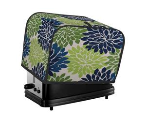 Cubierta para tostadora de 2 rebanadas, color verde claro, azul marino, cubierta de polvo floral para máquina de pan, pequeños electrodomésticos de cocina