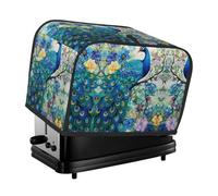 Cubierta para tostadora de 2 rebanadas con estampado de pavo real azul en aceite, a prueba de polvo, resistente al aceite, protege pequeños electrodomésticos de cocina