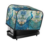 Cubierta para tostadora de 2 rebanadas con estampado de pavo real azul jazmín, a prueba de polvo, resistente al aceite, protege pequeños electrodomésticos de cocina