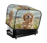 Cubierta para tostadora de 2 rebanadas Golden Retriever Dog Daisy Flower Small Appliance Toaster Dust Cover Kitchen Gifts