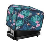 Cubierta para tostadora de 2 rebanadas, hojas tropicales, flores rosas, pequeños electrodomésticos, tostadora, cubierta antipolvo para regalos de cocina