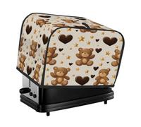 Cubierta para tostadora de 2 rebanadas, impermeable, para hacer pan, protectora, lindo oso dorado, corazones negros, cubierta para electrodomésticos pequeños para protección contra el polvo y las