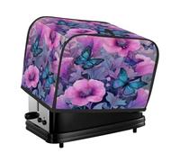 Cubierta para tostadora de 4 rebanadas de flores moradas y rosas, diseño de mariposas, para máquina de pan, pequeño electrodoméstico de cocina