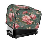 Cubierta para tostadora de 4 rebanadas, diseño retro de rosas rosas, mariposa, para máquina de pan, pequeño electrodoméstico de cocina