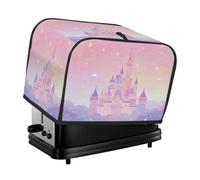 Cubierta para tostadora de castillo de cuento de hadas rosa y morado para 4 rebanadas, cubierta antipolvo para máquina de pan, pequeños electrodomésticos de cocina