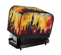 Cubierta para tostadora de castillo de puesta de sol de color amarillo oscuro para 2 rebanadas de cocina, fundas para electrodomésticos pequeños con bolsillos, protección contra el polvo y las huellas