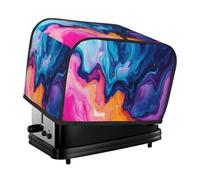 Cubierta para tostadora de color azul, violeta y rosa, para 2 rebanadas, para cocina, pequeños electrodomésticos, con bolsillos, protección contra el polvo y las huellas dactilares