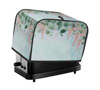Cubierta para tostadora de hojas de eucalipto verde salvia, flores rosas, cubierta antipolvo para máquina de pan, pequeño electrodoméstico de cocina