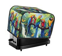 Cubierta para tostadora de loros tropicales gigantes y selvas de flores exóticas, 2 rebanadas, cubiertas para electrodomésticos pequeños con bolsillos, protección contra el polvo y las huellas