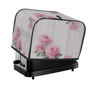Cubierta para tostadora de madera con diseño floral de rosas rosadas para 4 rebanadas, para máquina de pan, pequeño electrodoméstico de cocina