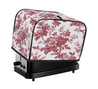 Cubierta para tostadora de ramas florales de color rojo burdeos para 4 rebanadas, para máquina de pan, pequeños electrodomésticos de cocina