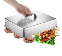 Cubierta para untar para plancha, tapas rectangulares de acero inoxidable | Cubierta de vapor para parrilla, para barbacoa, fogata, cocina al aire libre, hamburguesas, verduras, carne, parrilla