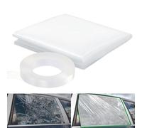 Cubierta Para Ventana De Coche Rota | Lámina PVC Transparente Resistente - Película Protección Temporal Parabrisas Anti-Piedras Cinta Doble Cara 79cm X 119cm | para Ventanas de Auto Camioneta Remolque