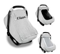 Cubierta personalizada para cochecito de bebé, toldo para asiento de coche con ventana transpirable, resistente al viento, cesta de bebé Sun Shad (gris, 80 x 107 cm)