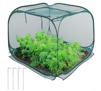 Cubierta plegable para jaula de plantas con malla resistente a los rayos UV y 4 estacas de anclaje para huerto y defensa contra plagas y clima (80 x 80 x 80)