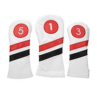 Cubierta Protectora de Cabeza de Golf de 3 Piezas, Cuero de PU Engrosamiento Forro Cubiertas de Cabeza de Club de Golf Cubierta Protectora de Cabeza de Hierro(Blanco) Golf Funda para Madera De Golf
