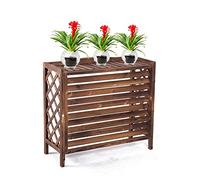 Cubierta protectora para ventana al aire libre, cubierta de madera con soporte de flores, valla de privacidad decorativa para ocultar la unidad de jardín, pantalla de privacidad para decoración del