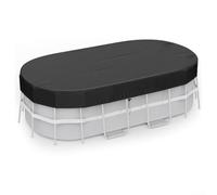 Cubierta rectangular de alberca con protección solar para piscinas sobre el suelo, construida con material resistente a la intemperie y viene con accesorios para asegurar la cubierta (8 x 14 pies)