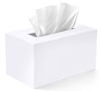 Cubierta rectangular para caja de pañuelos, soporte rectangular para caja de pañuelos, compatible con Kleenex, accesorios de baño acrílicos blancos