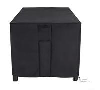 Cubierta rectangular para fuego, tela Oxford impermeable 420D, protector de mesa de patio al aire libre resistente con hebillas y cordón, color negro (5 tamaños disponibles) (112 x 71 x 64 cm)