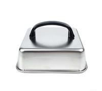 Cubierta rectangular para untar con asa, tapa de parrilla de acero inoxidable para cocinar al aire libre, cúpula de fusión de queso, mantiene los alimentos cocinados calientes (21 cm)