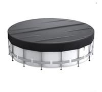 Cubierta redonda de la piscina, cubierta de la piscina del poliéster que retiene el calor con cordón para la mayoría de las piscinas inflables redondas (15FT negro)