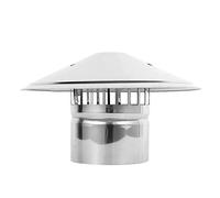 Cubierta redonda de ventilación del extractor de a Tapa de chimenea y cubierta ventilación acero inoxidable con protector malla, color plateado, 100-200 mm(180mm)