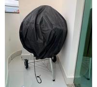 Cubierta redonda impermeable para parrilla de barbacoa con tela a prueba de polvo y protección UV, con cierre de cordón ajustable para mantener la parrilla segura en climas cambiantes (24 x 28.5