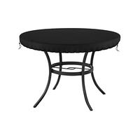 Cubierta redonda para mesa de jardín, cubierta para mesa de patio, cubierta para muebles de jardín al aire libre, mantel redondo ajustable, mantel impermeable, diámetro 106 cm, color negro…