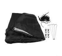 Cubierta redonda para piscina, lona de poliéster impermeable, escudo de escombros a prueba de polvo, para protector de hojas para piscinas sobre el suelo, hoja protectora negra con cuerda (8 pies)