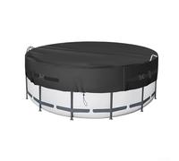 Cubierta redonda para piscinas de 8/10/12 pies, hecha de tela Oxford 210D, garantiza un fácil mantenimiento y protección contra los elementos climáticos con cuerdas seguras (10 pies)