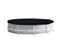Cubierta redonda para piscinas sobre el suelo con rejillas de ventilación transpirables y prevención de escombros, material de polietileno negro, incluye cuerdas de amarre para uso en jardín, 15 pies