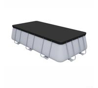 Cubierta redonda para piscinas sobre el suelo con rejillas de ventilación transpirables y prevención de escombros, material de polietileno negro, incluyendo cuerdas de amarre para uso en jardín, 15