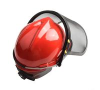 Cubierta roja para casco de seguridad para motosierra con diadema ajustable y protector de malla facial para equipos eléctricos al aire libre, uso de cortacésped, recortadora y desbrozadora